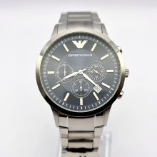 NEW EMPORIO ARMANI AR2448 STAINLESS STEEL BLUE DIAL LUX MENS WATCH