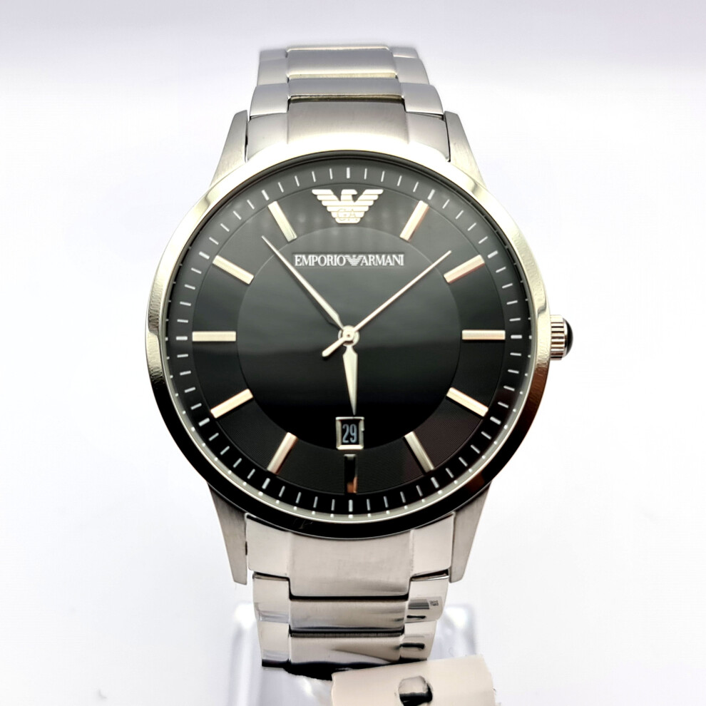 NEW EMPORIO ARMANI AR2457 RENATO STAINLESS STEEL BLACK DIAL MENS WATCH on OnBuy