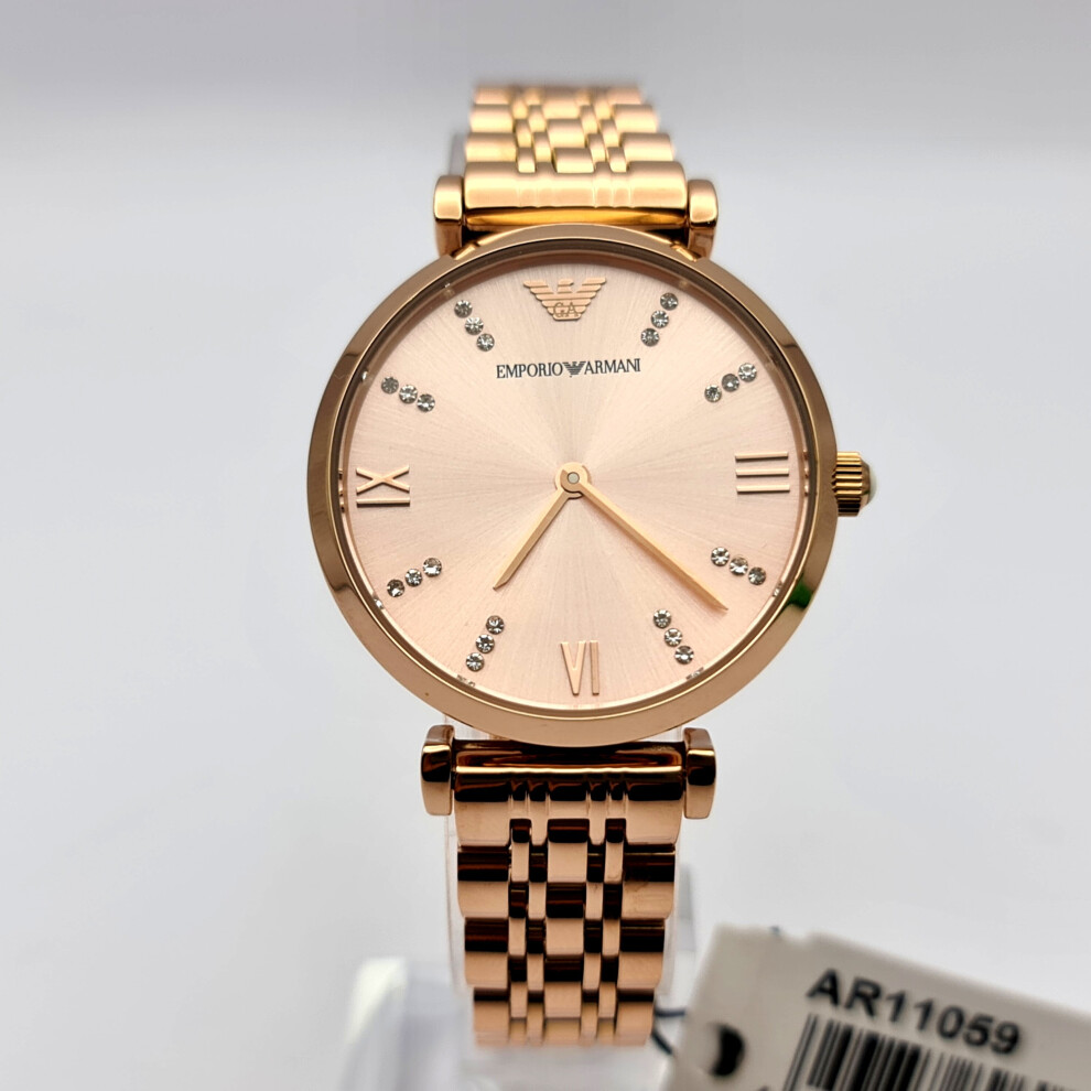 NEW EMPORIO ARMANI AR11059 GIANNI T-BAR BLUSH ROSE GOLD WOMEN'S WATCH