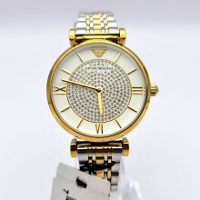 EMPORIO ARMANI GIANNI T-BAR AR8031 GOLD & SILVER TONE WOMEN'S WATCH