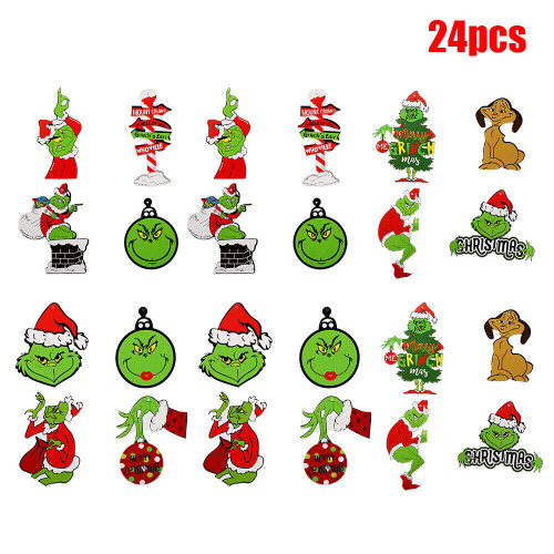 MDSRJONE 24 Stück Neuheit Grinch Xmas Baumschmuck 1