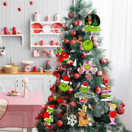MDSRJONE 24 Stück Neuheit Grinch Xmas Baumschmuck 2