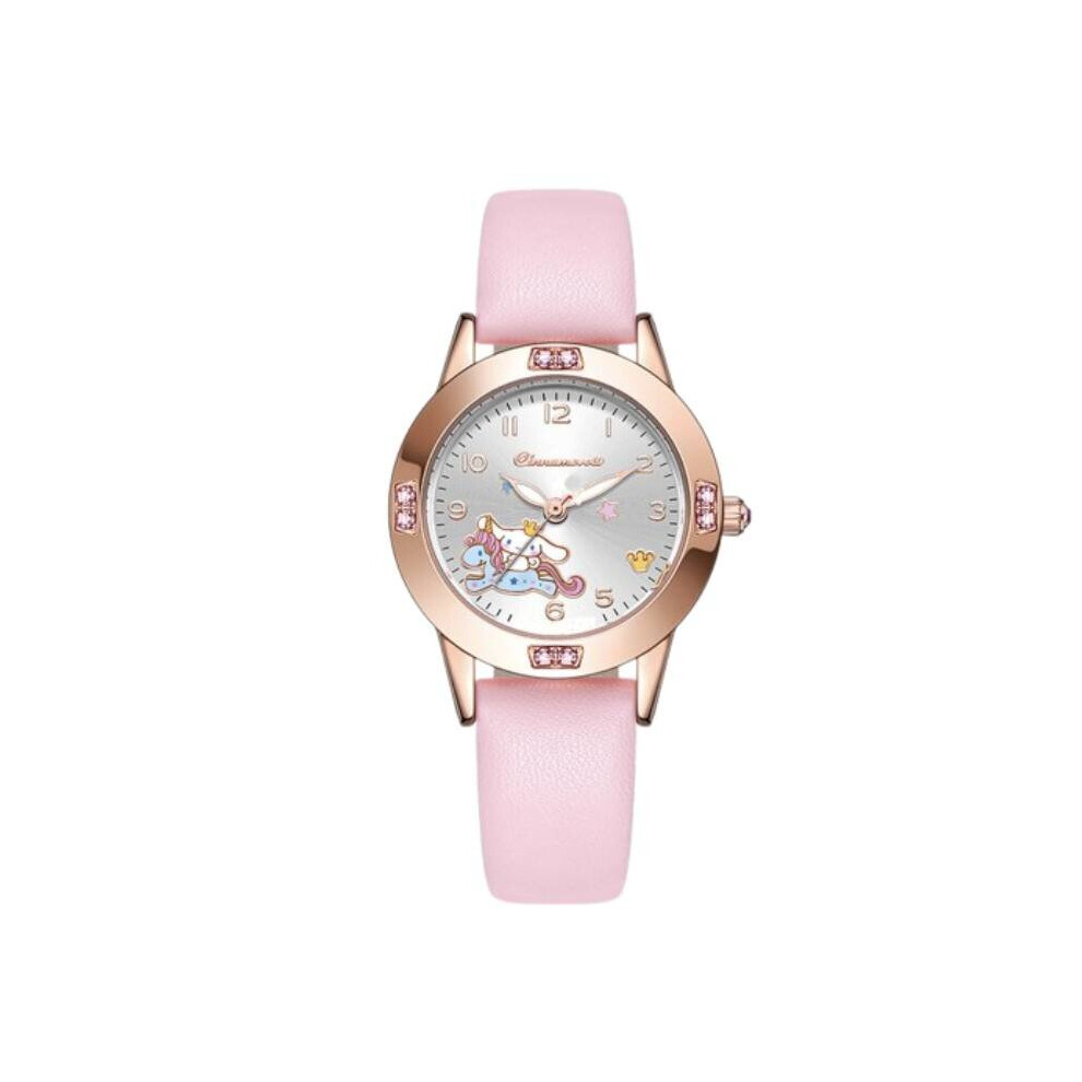 (Cinnamoroll) Cartoon Sanrio Kids Watch Diamond Kuromi Hellokitty Melody Cinnamoroll Pink Girl