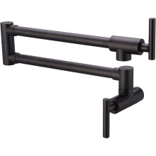 (Black) Pot Filler Faucet, Solid Brass Kitchen Faucet Wall Faucet Folding Faucet, with Stretchable Double Joint Swing Arm Kitchen Faucet