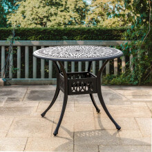 (Black) Vintage Round Cast Aluminum Garden Bistro Table