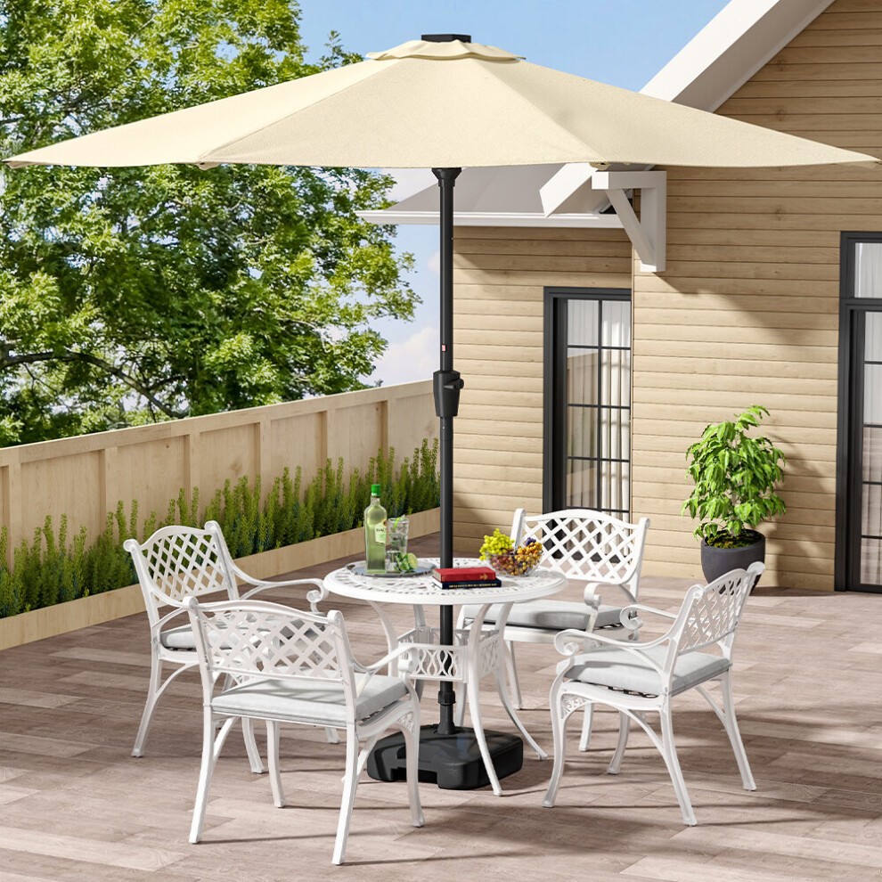 (White) Set of 5 Retro Garden Bistro Set Cast Aluminum with Cushions