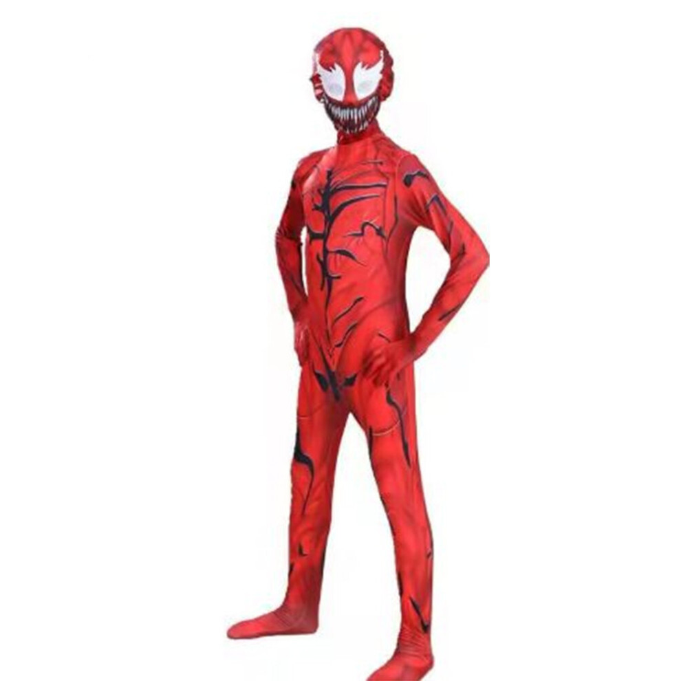 (130cm) Superhero Venom Carnage Spiderman Romper Kids Boys Halloween Cosplay Costume Jumpsuit with Headgear