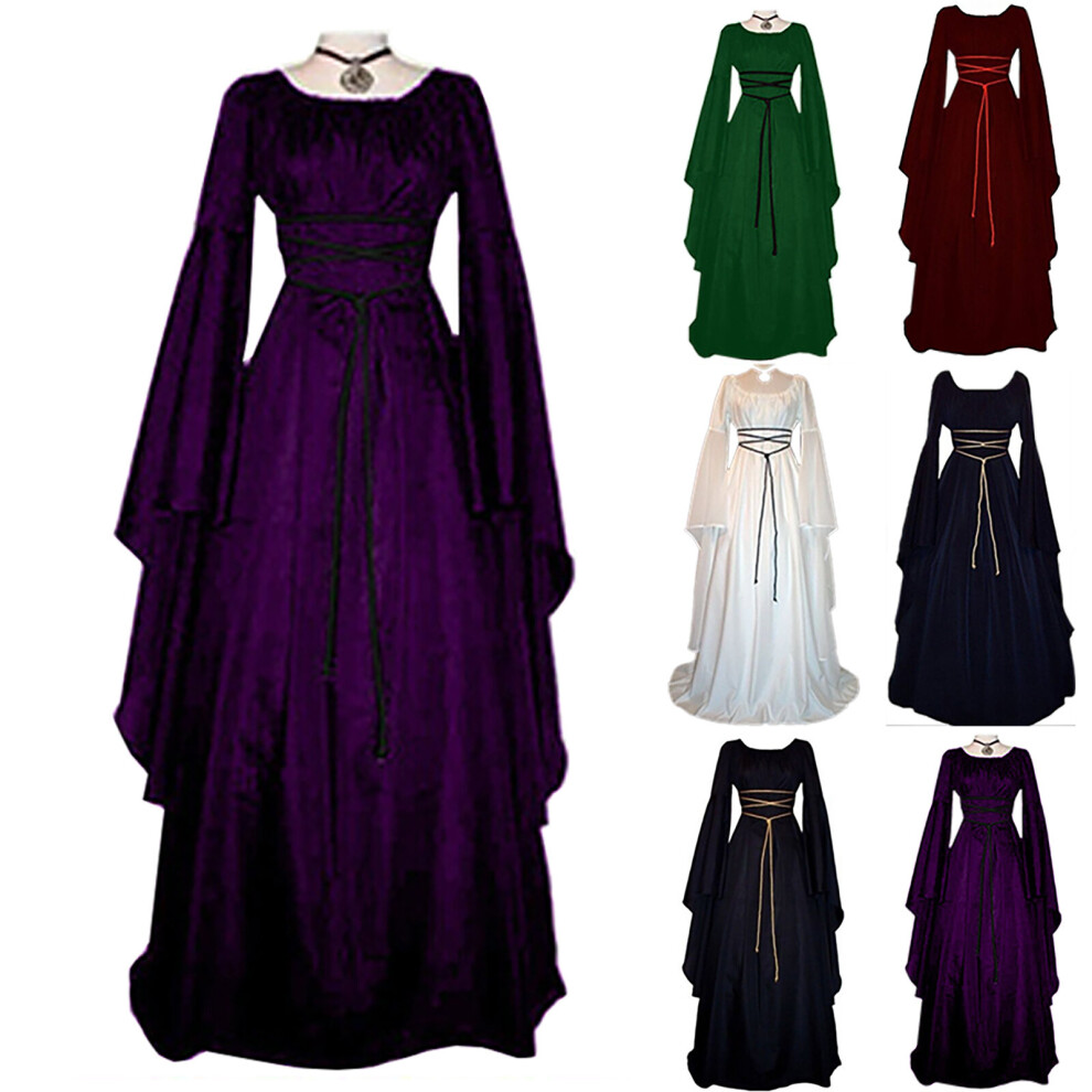 (S, ) Womens Halloween Victorian Renaissance Medieval Party Cosplay Fancy Dress Carnival Gothic Witch Black