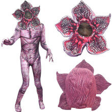 (9-10 Years) Kids Girls Boys Stranger Thing Demogorgon Halloween Cosplay Costume Scary Monster Mask Jumpsuit Outfit Sets