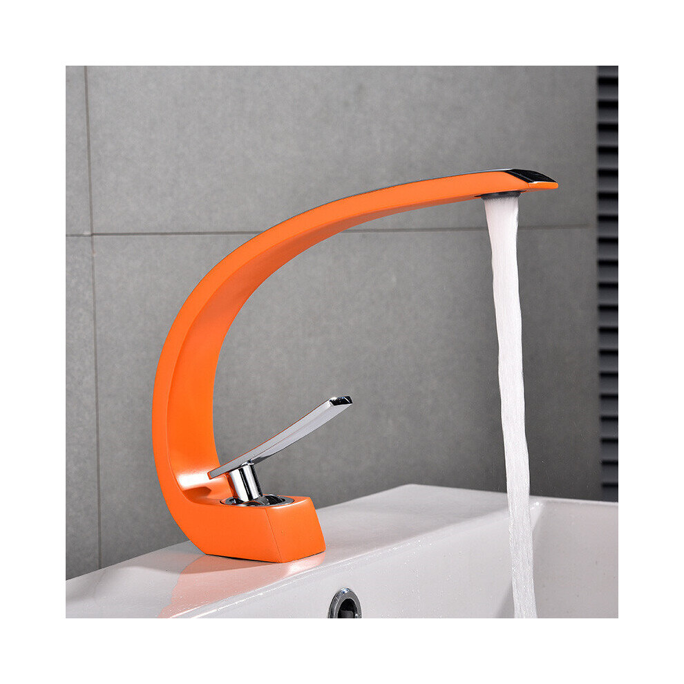 (Orange) Bathroom Sink Faucet With Supply Hose,Unique Design Single Handle Single Hole Lavatory Faucet,Basin Mixer Tap Commercial 8804717482638