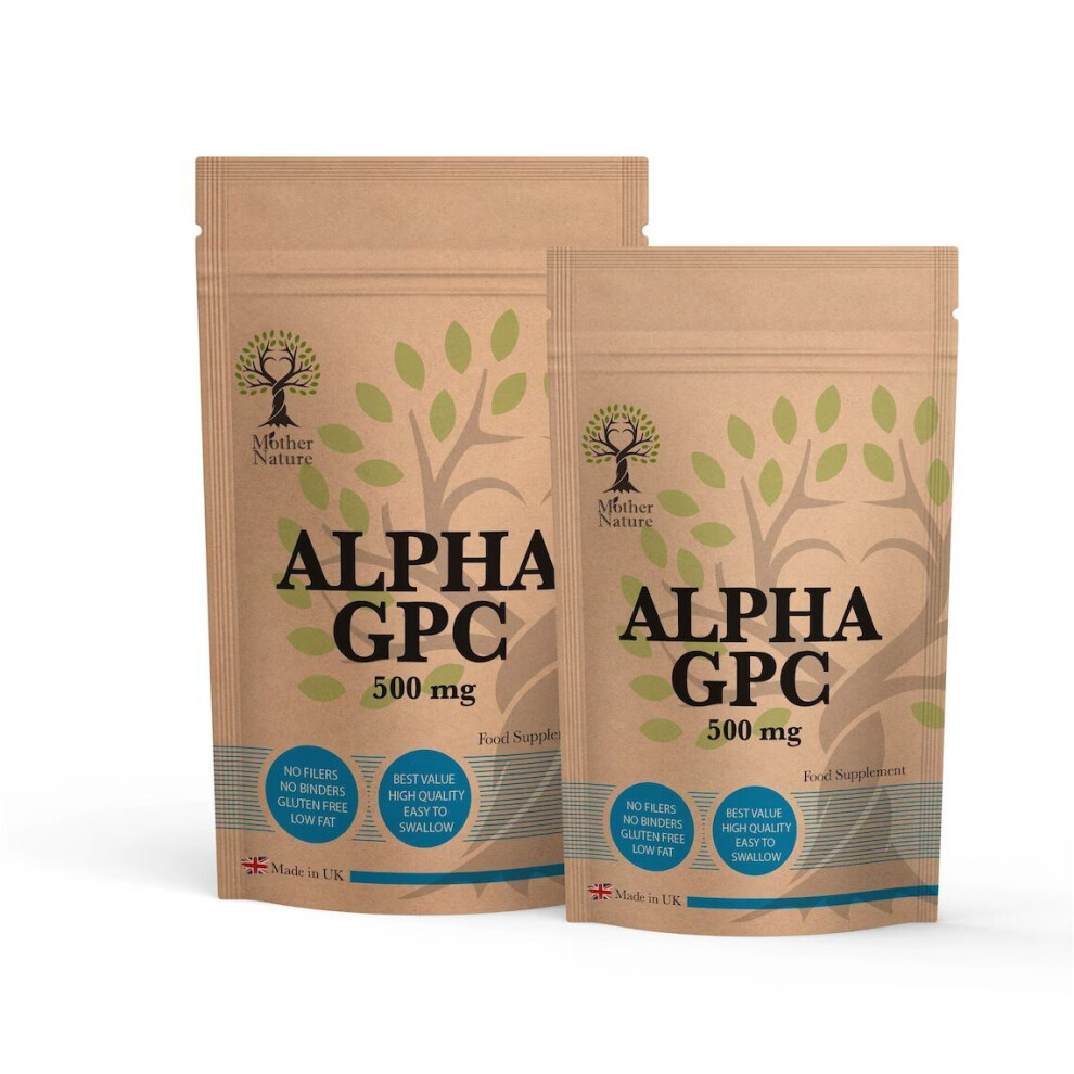 (60 Capsules) Alpha GPC 500mg Capsules Strongest & Effective Nootropic Alpha Gpc Supplement Vegan