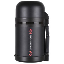 Lifeventure TiV Widemouth Vacuum Flask 800ml - Dark Grey, Copper-Coated, Retractable Handle & Shoulder Strap, Cup Lid & Buddy Cup