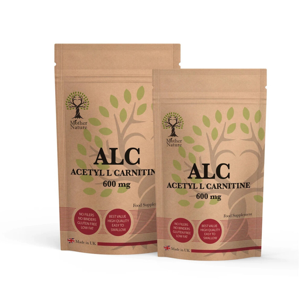 (60 Capsules) Acetyl L-carnitine Capsules 600mg High Potency 20:1 Extract ALCAR UK Supplement Vegan Acetyl L-carnitine Powder
