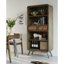 Tall Industrial Bookcase Vintage Retro Storage Shelf Unit Large Display Cabinet