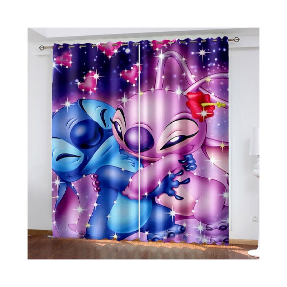 (Hug, 59"(W)Ã65"(L)/150cm(W)Ã166cm(L)) Stitch Lilo 3d Cartoon Made Pair Thick Thermal Blackout Curtains Ring Eyelet Top-image-OPC-PBP7X78-NEW