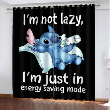 (Lazy, 72"(W)×63"(L)/184cm(W)×160cm(L)) Stitch Lilo 3d Cartoon Made Pair Thick Thermal Blackout Curtains Ring Eyelet Top