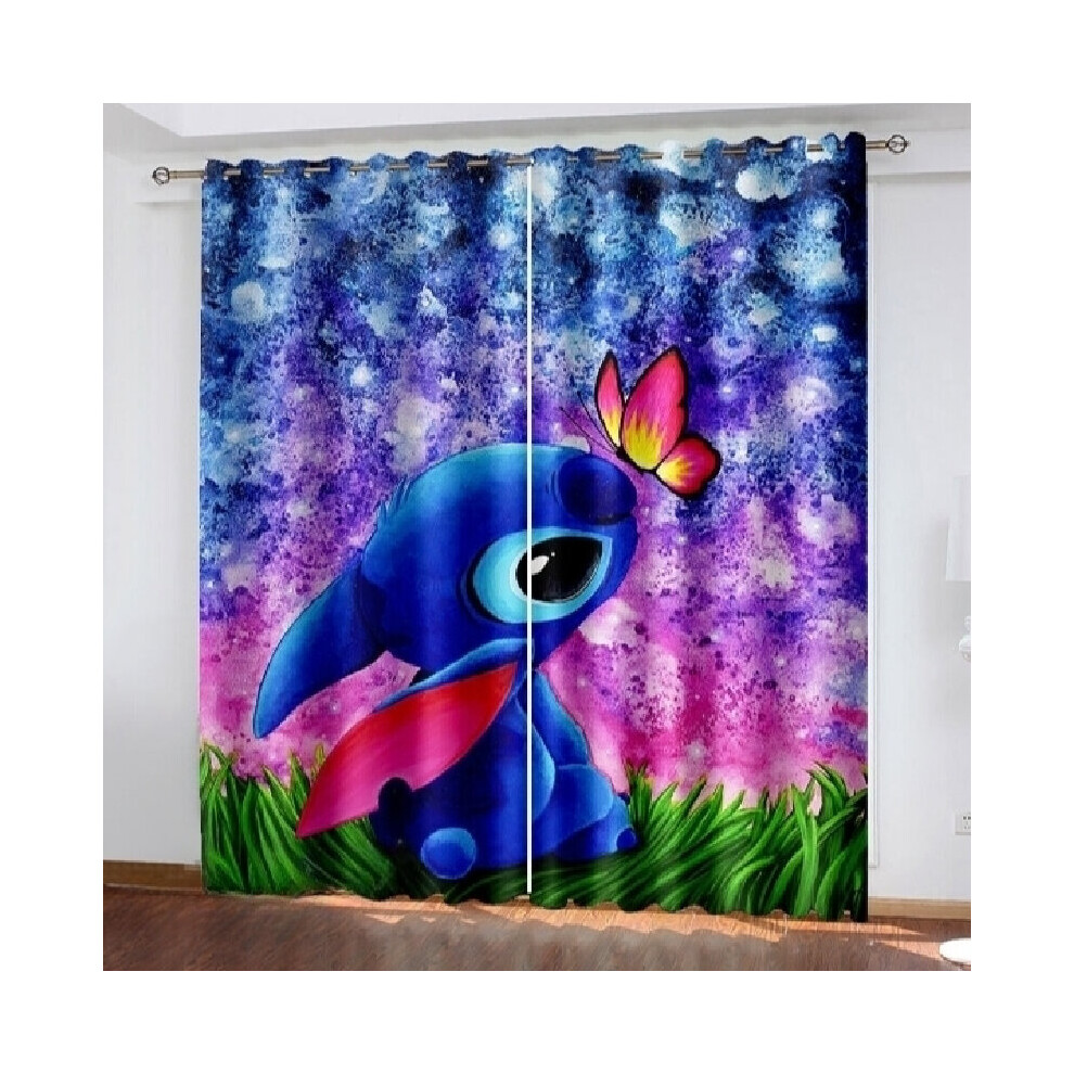 (Butterfly, 59"(W)Ã65"(L)/150cm(W)Ã166cm(L)) Stitch Lilo 3d Cartoon Made Pair Thick Thermal Blackout Curtains Ring Eyelet Top-image-OPC-PBP7X7G-NEW