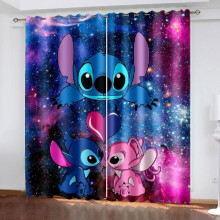 (Kiss, 59"(W)×65"(L)/150cm(W)×166cm(L)) Stitch Lilo 3d Cartoon Made Pair Thick Thermal Blackout Curtains Ring Eyelet Top
