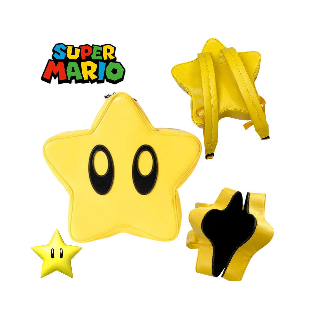 Super Mario Star Backpack Large Capacity Yellow Cartoon Casual Travel Bag Fans