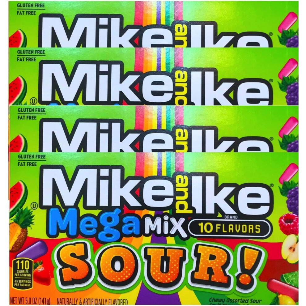 NEW Mike & Ike Mega Mix Sour Gluten Free/ Fat Free) - PACK OF 4