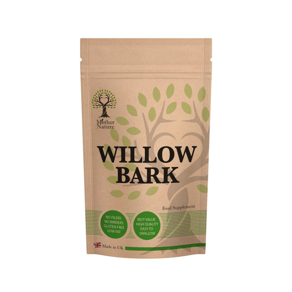 (120 Capsules) White Willow Bark Capsules 600mg High Potency 10 x Stronger Willow Bark Powder Natural Supplement Vegan