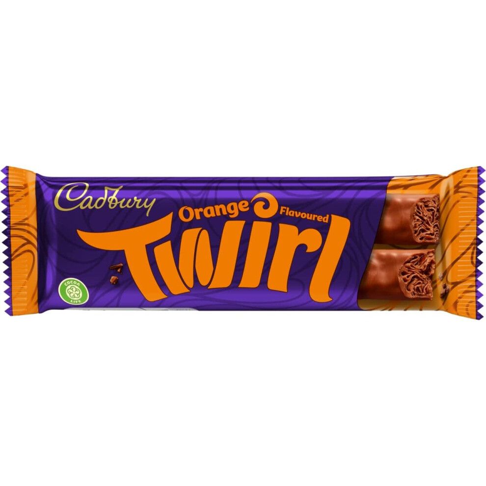 Cadbury Twirl Orange Chocolate Bar 43G - Limited Edition, Two-Finger Twirl Enrobed In Dairy Milk Chocolate