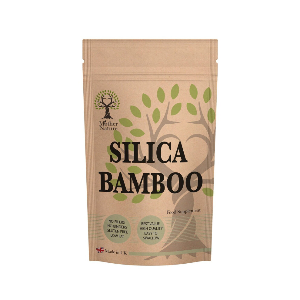 (180 Capsules) Silica 450mg Capsules Natural Silicon Bamboo High Potency Powder Best Vegan Clean Silica Bamboo Supplement