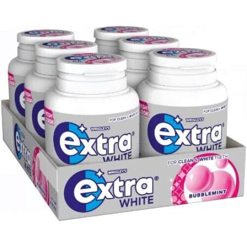 Wrigley's Extra White Bubblemint Gum Bottle (6 x 46 Piece)