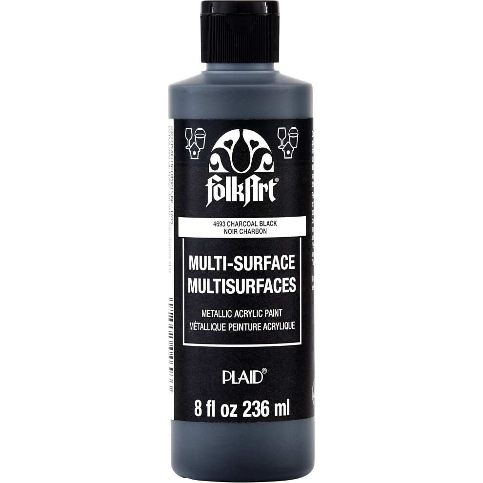 Folkart Acryl-Bastelfarbe F R Mehrere Oberfl Chen, 227 Ml, Metallisches Anthrazitschwarz-image