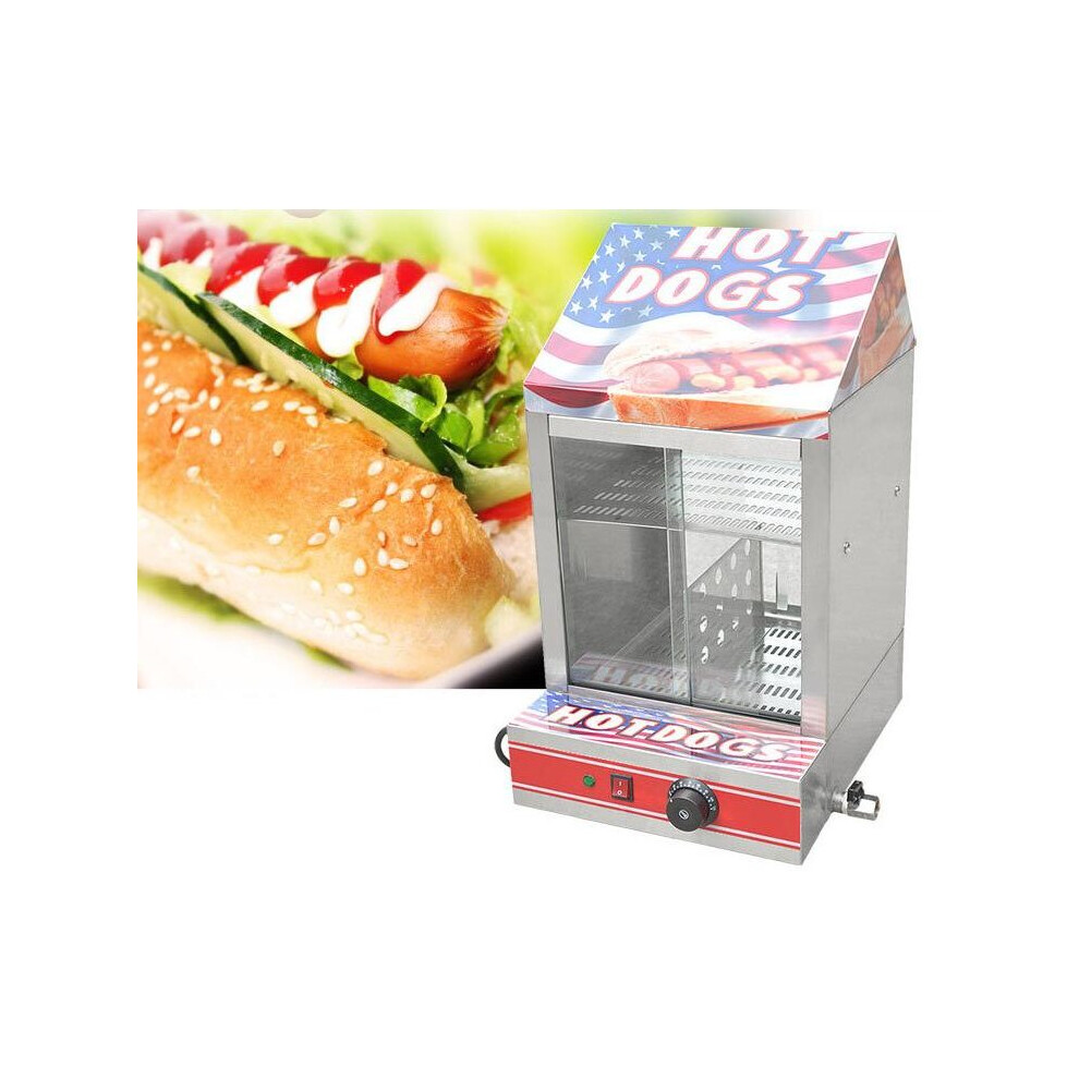 Electric Hot Dog Steamer Machine & Bun Warmer Display Showcase