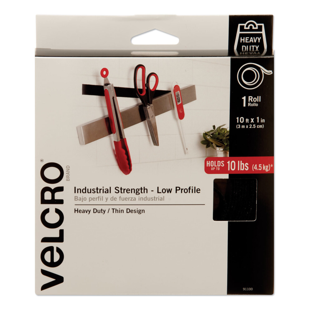 VELCRO(R) Brand Industrial Strength Low Profile Tape 1"X10'-Black -91100