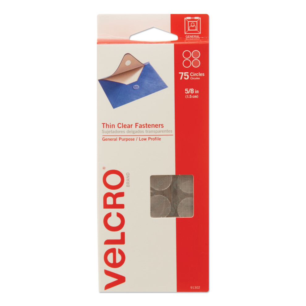 VELCRO(R) Brand Thin Fasteners Coins .625" 75/Pkg-Clear -91302