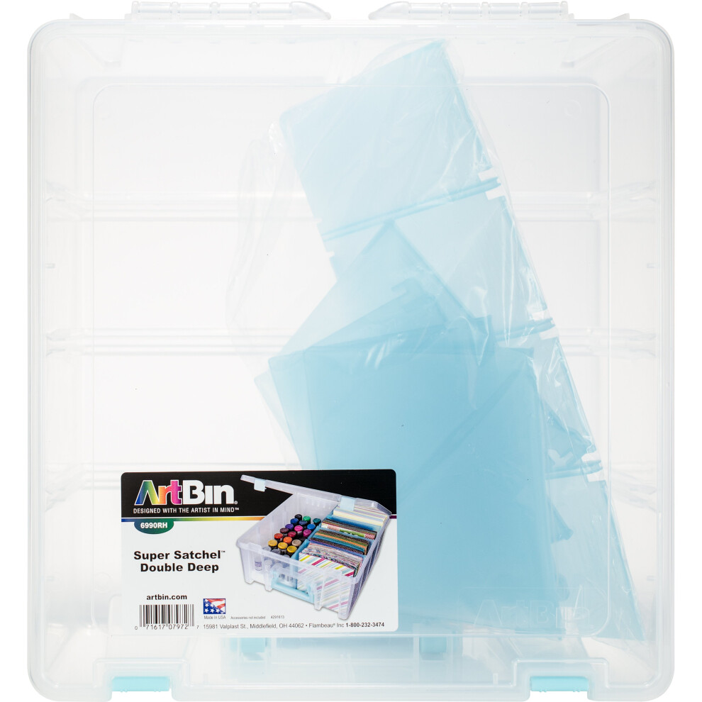 ArtBin Super Satchel Double Deep W/Removable Dividers-Aqua Handle, Latch & Dividers 6990RH