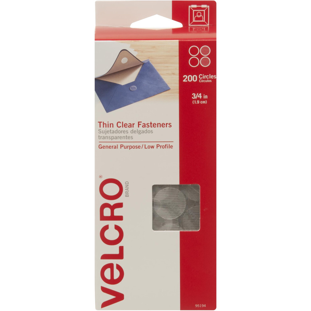 VELCRO(R) Brand Sticky Back Coins .75" 200/Pkg-Clear 95194