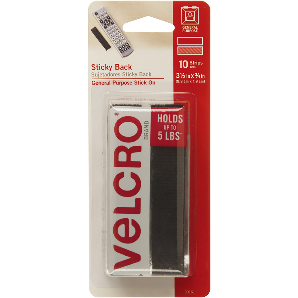 Velcro Velcro(R) Brand Sticky Back Strips 3.5" 10/Pkg- 90161 Black