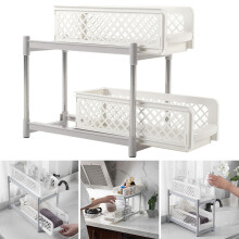 2 Tier Shelf Corner Organizer Bathroom Kitchen Storage Rack