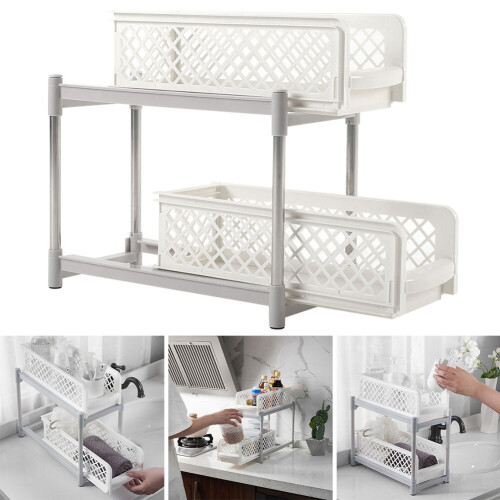 Living And Home 2 Tier Shelf Corner Organizer Bathroom Kitchen Storage Rack