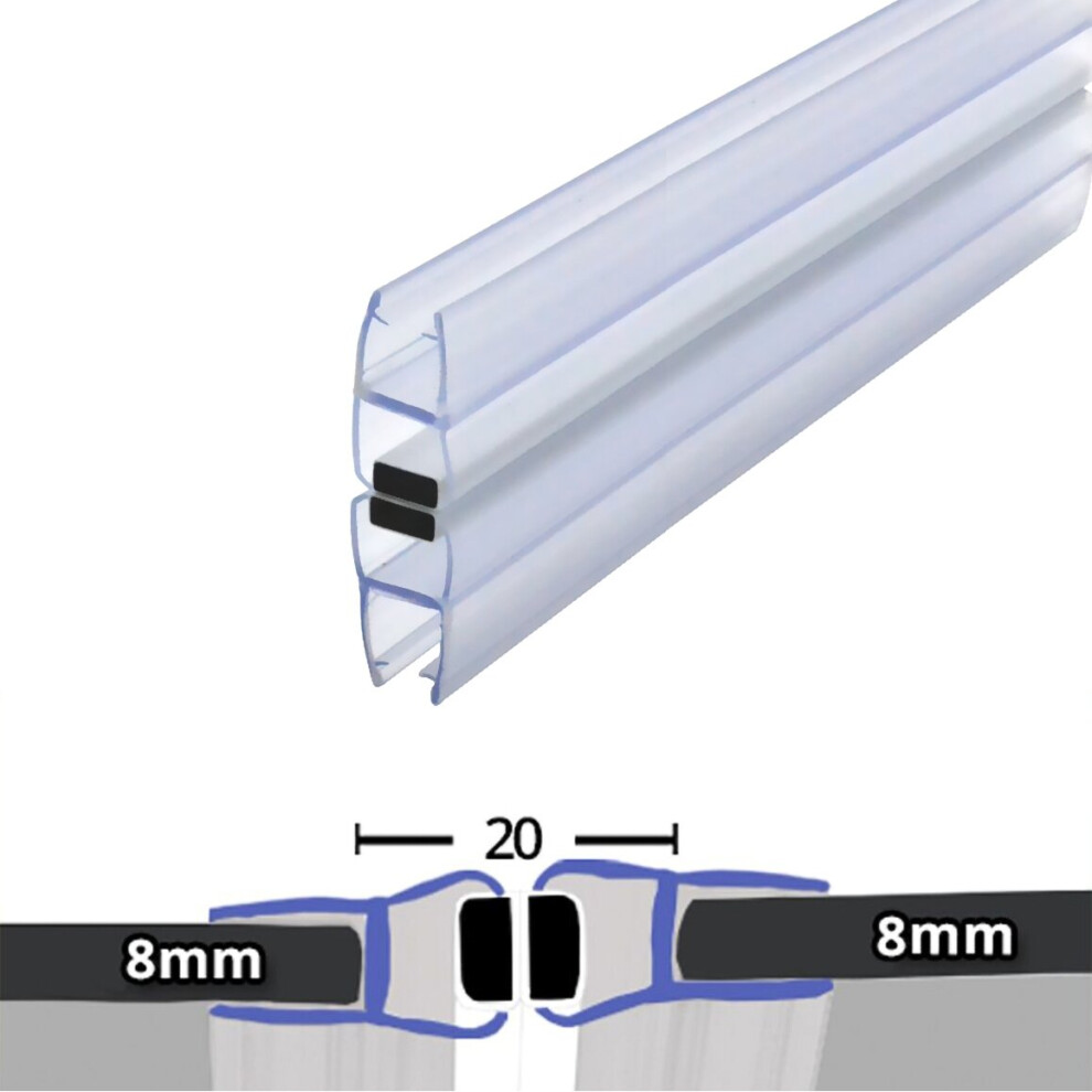 Clear 180 Magnetic Shower Enclosure Seal 8mm x 2000mm