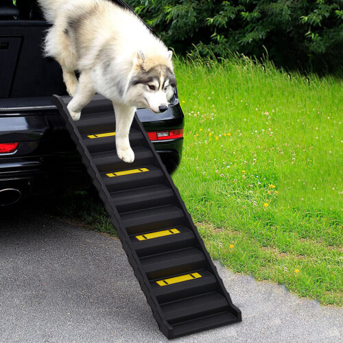 Living And Home (Black) Folding Portable Dog Pet Stairs Ramp 1
