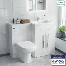 Aric RH 1100mm Vanity Basin Unit, WC Unit & Welbourne Back To Wall Toilet White