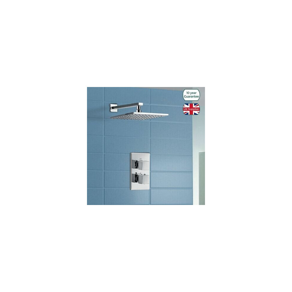 MAXI BATHROOM CONCEALED SQUARE THERMOSTATIC SHOWER MIXER VALVE TAP CHROME