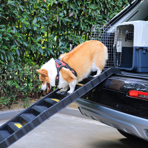Living And Home (Black) Folding Portable Dog Pet Stairs Ramp 2
