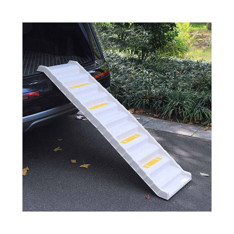 (White) Folding Portable Dog Pet Stairs Ramp