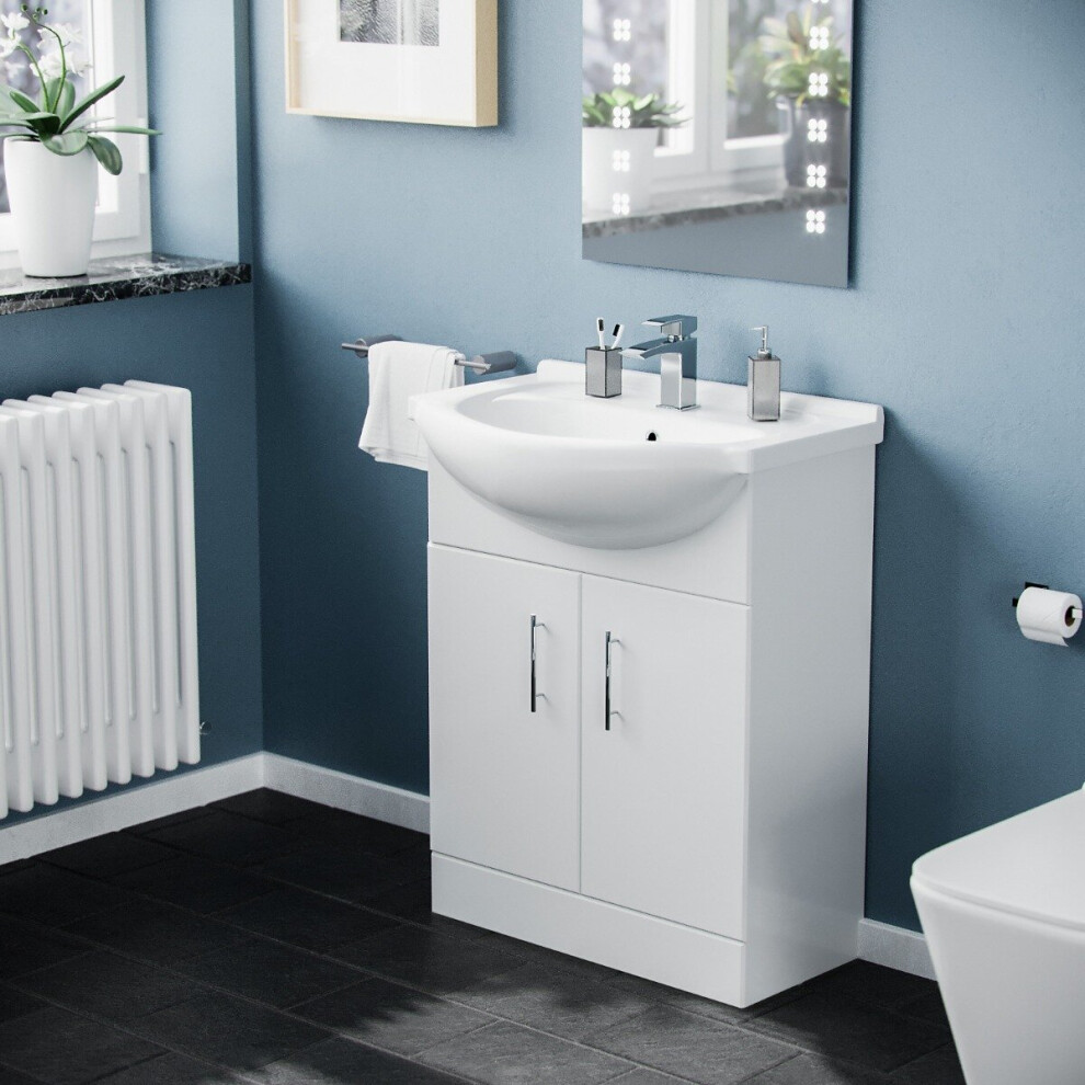 Dyon 650mm Floorstanding Vanity Basin Unit White