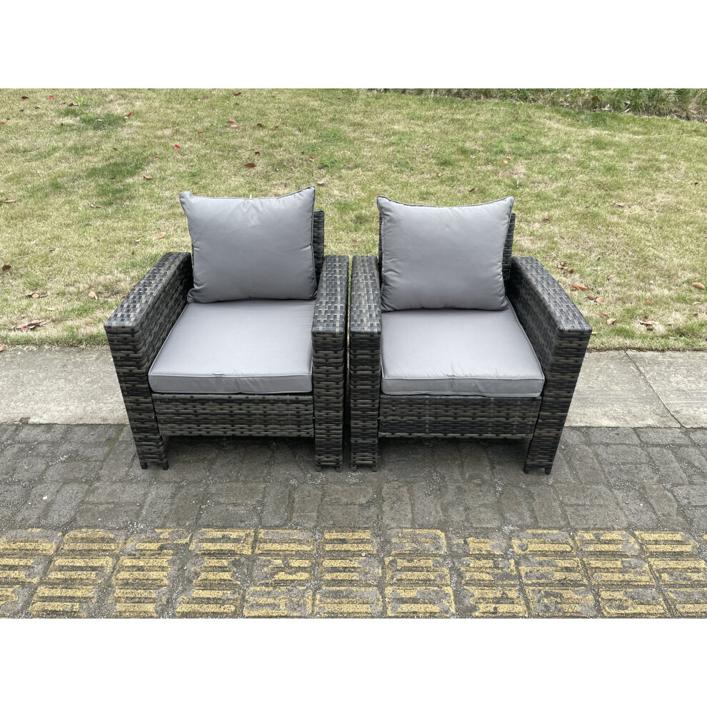Fimous 2 PC PE Wicker High Back Rattan Garden Arm Chair Patio Outdoor Garden Furniture