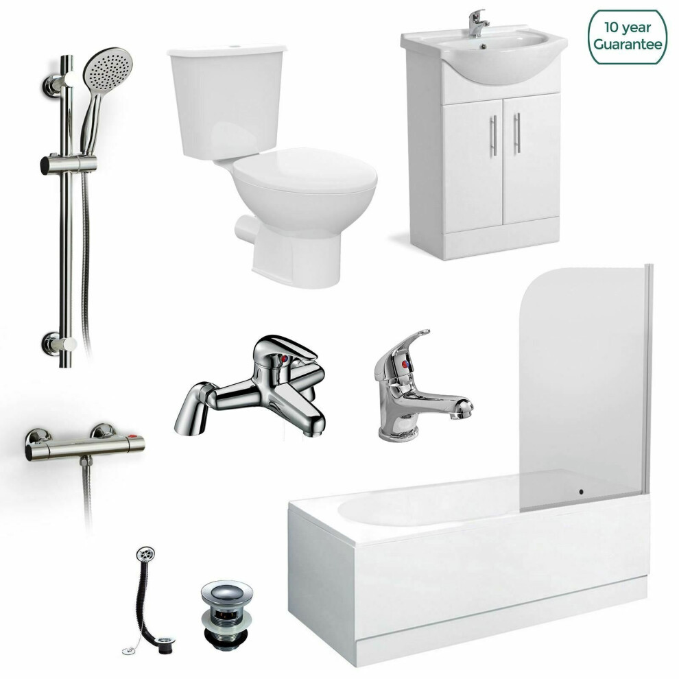 Senore Complete Shower WC Close Coupled Toilet Basin Flat Pack Vanity Unit Suite