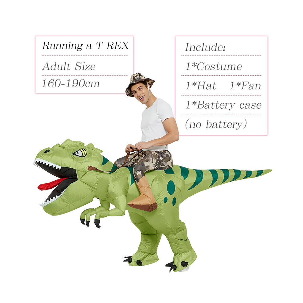 (Riding a T Rex Adult) Inflatable Dinosaur Costume Dress Party Halloween Costume for Kids Adult