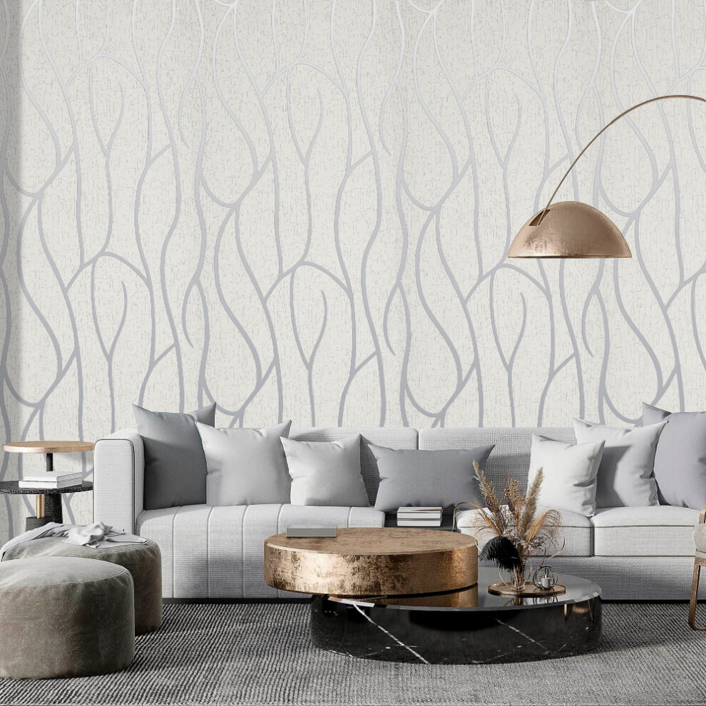 Living And Home (Off ) 9.5M*0.53M Modern 3D Embossed Textured Wallpaper Roll White