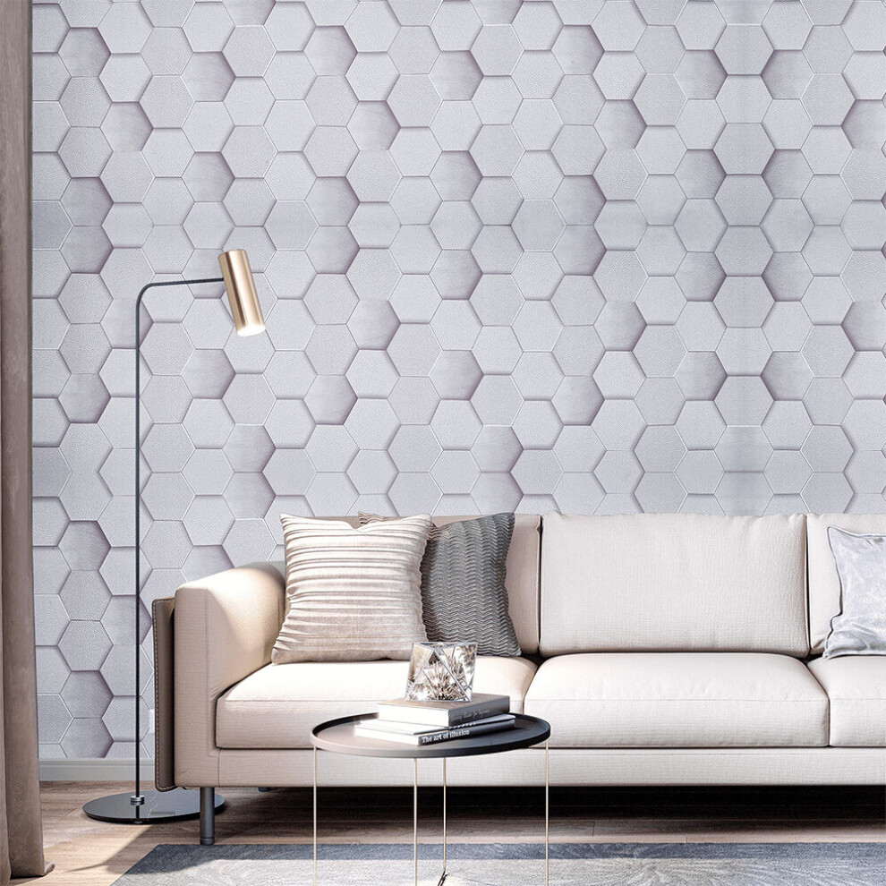 3D Hexagonal Modern PVC Wallpaper Home Wall Decoration