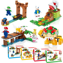 Super Mario Bros Building Blocks Peach Bowser Toad Scenes Model Dolls Figur Spielzeug